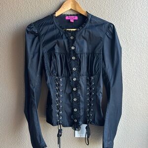 Vintage Betsey Johnson Betseyville Corset Lace Black Jacket 8